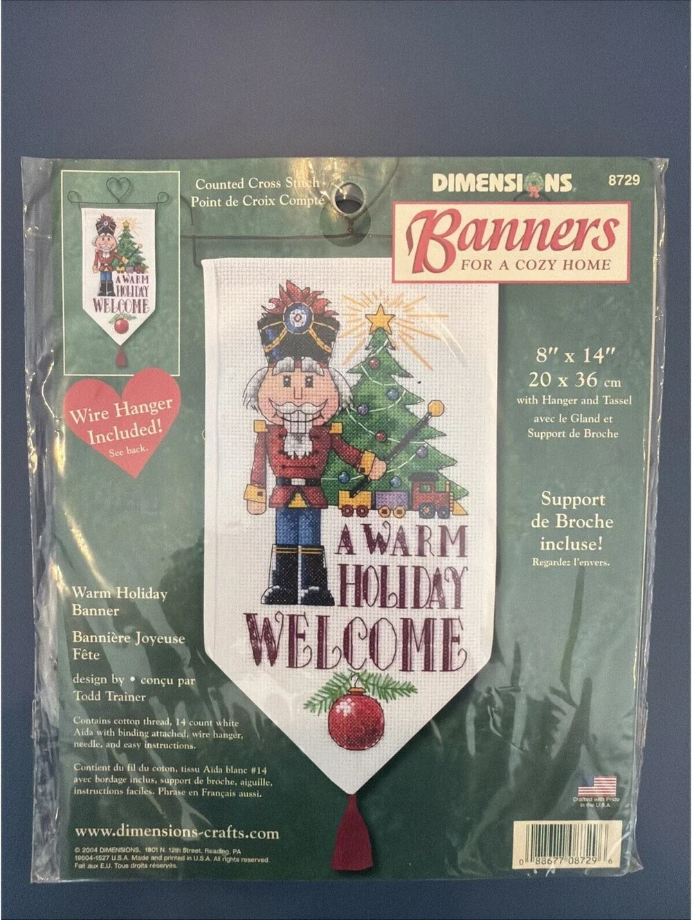 Vintage Dimensions Counted Crosstitch Christmas Banner 8x14 New Sealed